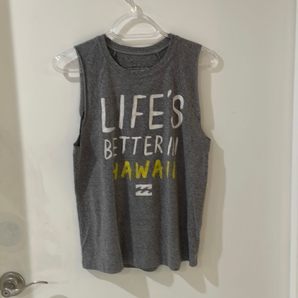 BILLABONG  tank muscle tee gray Life's Better in Hawaii XS